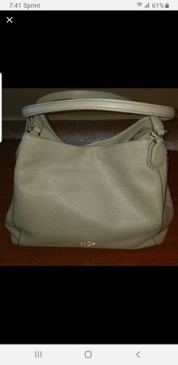 Coach Edie Shoulder Bag Pebbled Leather Light Fog