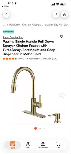 Glacier Bay Paulina Pull Down Kitchen Faucet Matte Gold