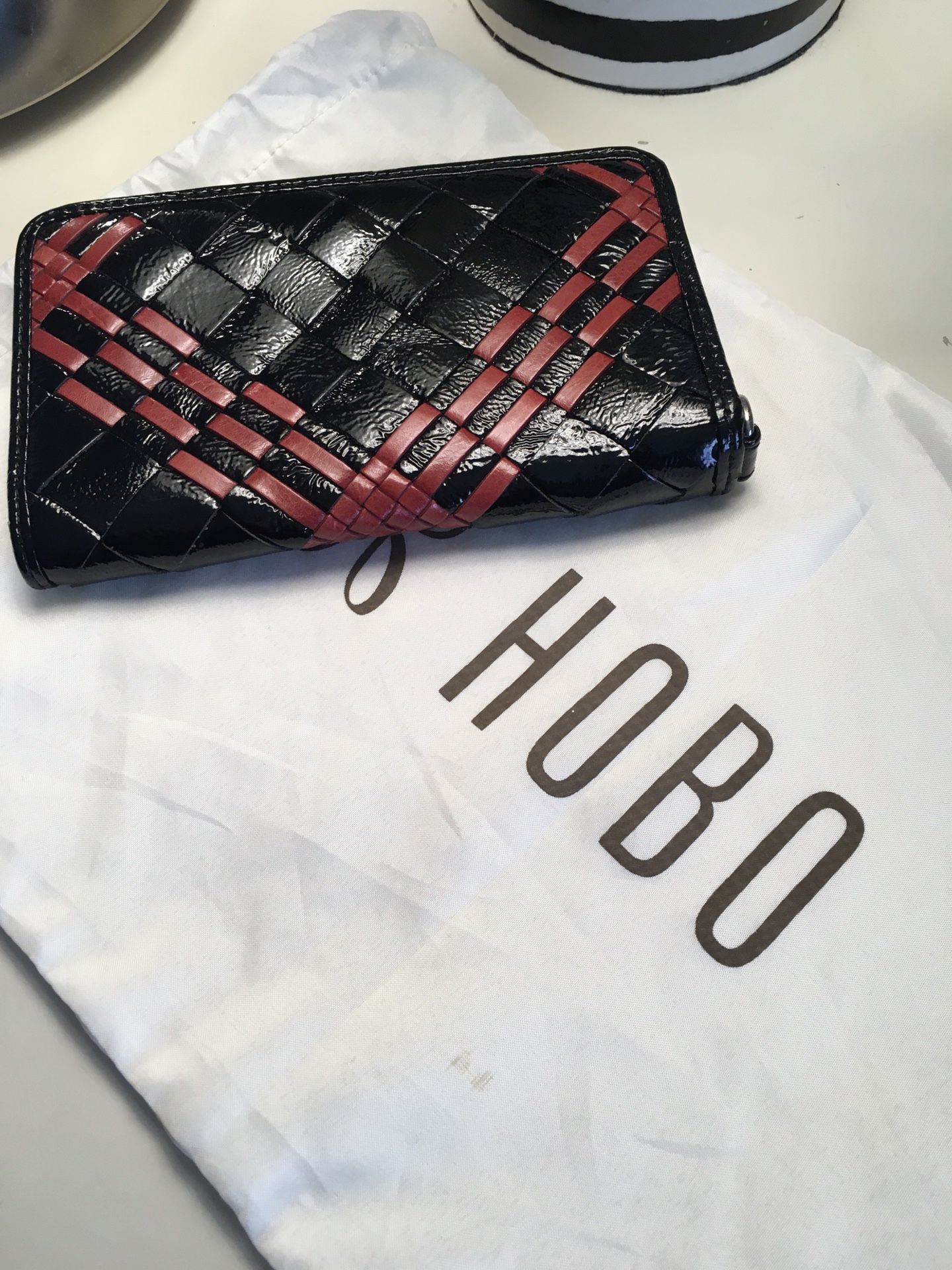 Hobo Wallet ( Black /Red Patent Leather