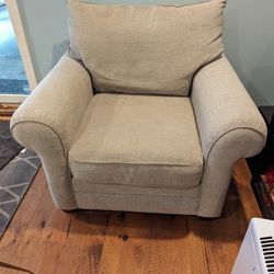 Tan Accent Chair With Matching Ottoman 