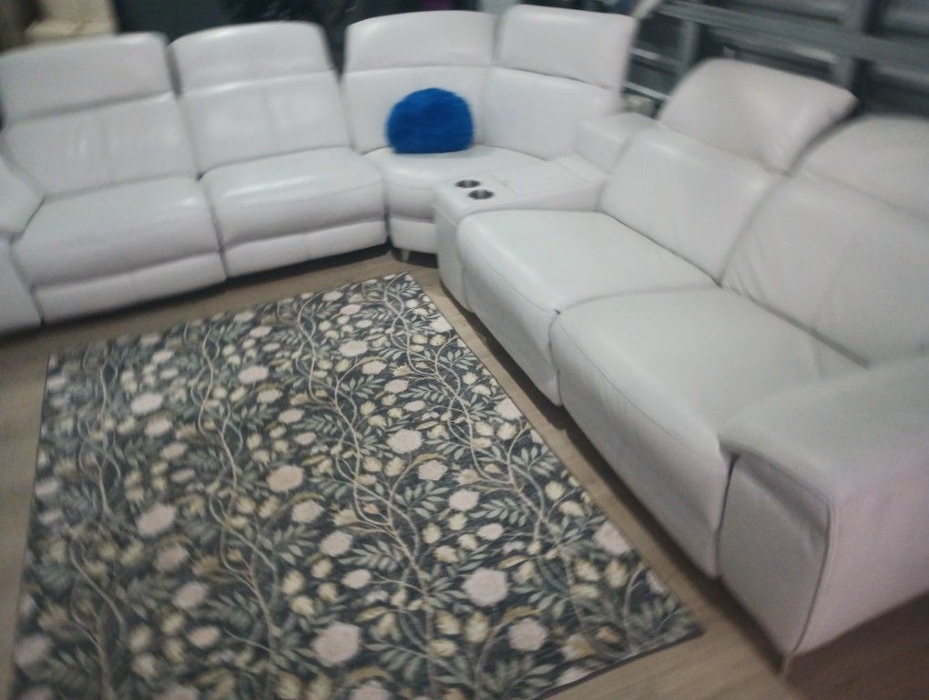 SECTIONAL GENUINE LEATHER RECLINER ELECTRIC WHITE COLOR.. DELIVERY SERVICE AVAILABLE β
π₯π