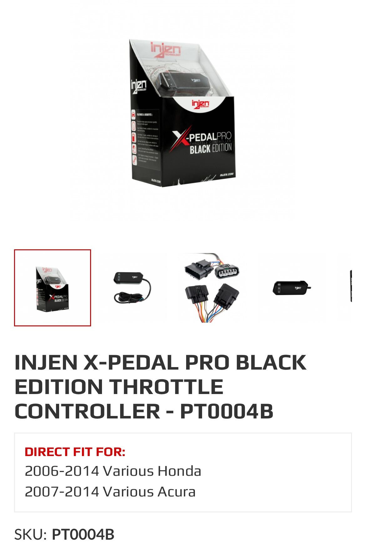 INJEN X-PEDAL PRO BLACK EDITION THROTTLE CONTROLLER FOR HONDA & ACURA