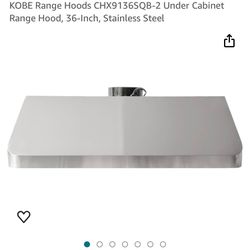 KOBE CHX9136SQB-1 Under Cabinet Range Hood 36” Stainless Steel NEW!