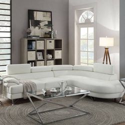Brand New White Leather Modern Style Sectional Sofa 