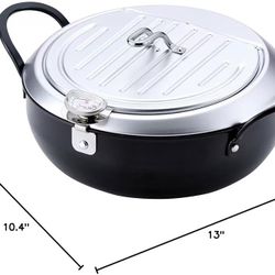 Iron pot with lid, 9.4 inches (9.4 inches), thermometer, induction compatibility, gas fryer, hot pot, tempura, oil cutter
