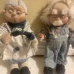 Vintage Handmade Grandma & Grandpa Collectible Dolls