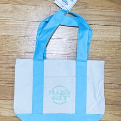 NEW! TRADER JOE'S 2025 MINI CANVAS TOTE BAG PASTEL BLUE NWT