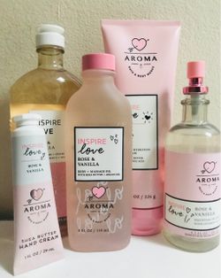 Inspire Love!🌿BATH & BODY WORKS💕🤍ROSE & VANILLA 🤍💕5-pc Set