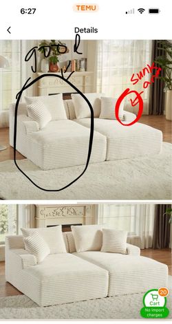 2 Oversized Chaise Lounge Sofas – Both for $75