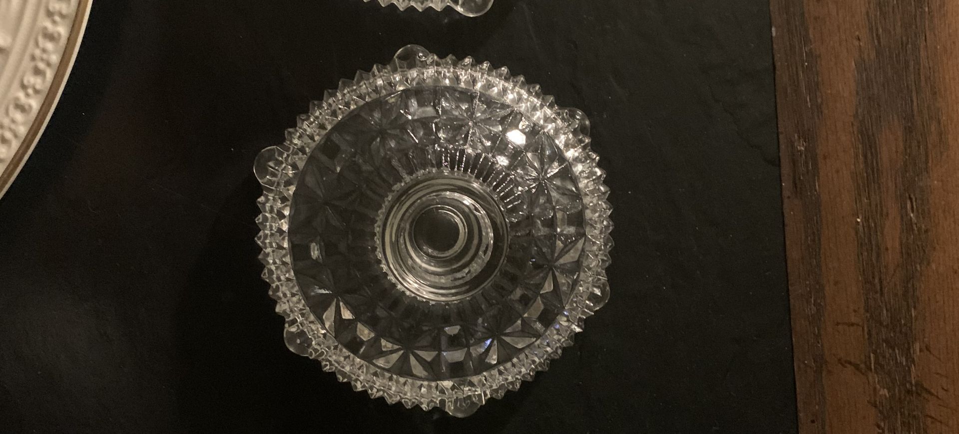 Vintage Diamond Cut Pressed Glass Candlestick Holders