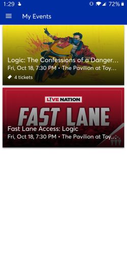 2 fast lane pit tickets to logic concert October 18th 2019