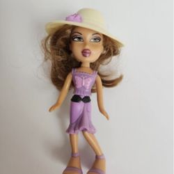 2003 McDonald's Bratz Yasmin Fashion Doll Purple Dress 5”