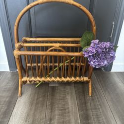 Vintage Pier 1 Wicker Rattan Magazine Holder Basket Rack