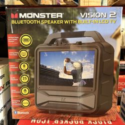 Monster Vision 2 Bluetooth Speaker With Built-In LCD TV Brand New In Box
