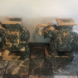 Vintage Ceramic Elephant Plant Stand- 24”Tall x 24”long x 10"wide 2