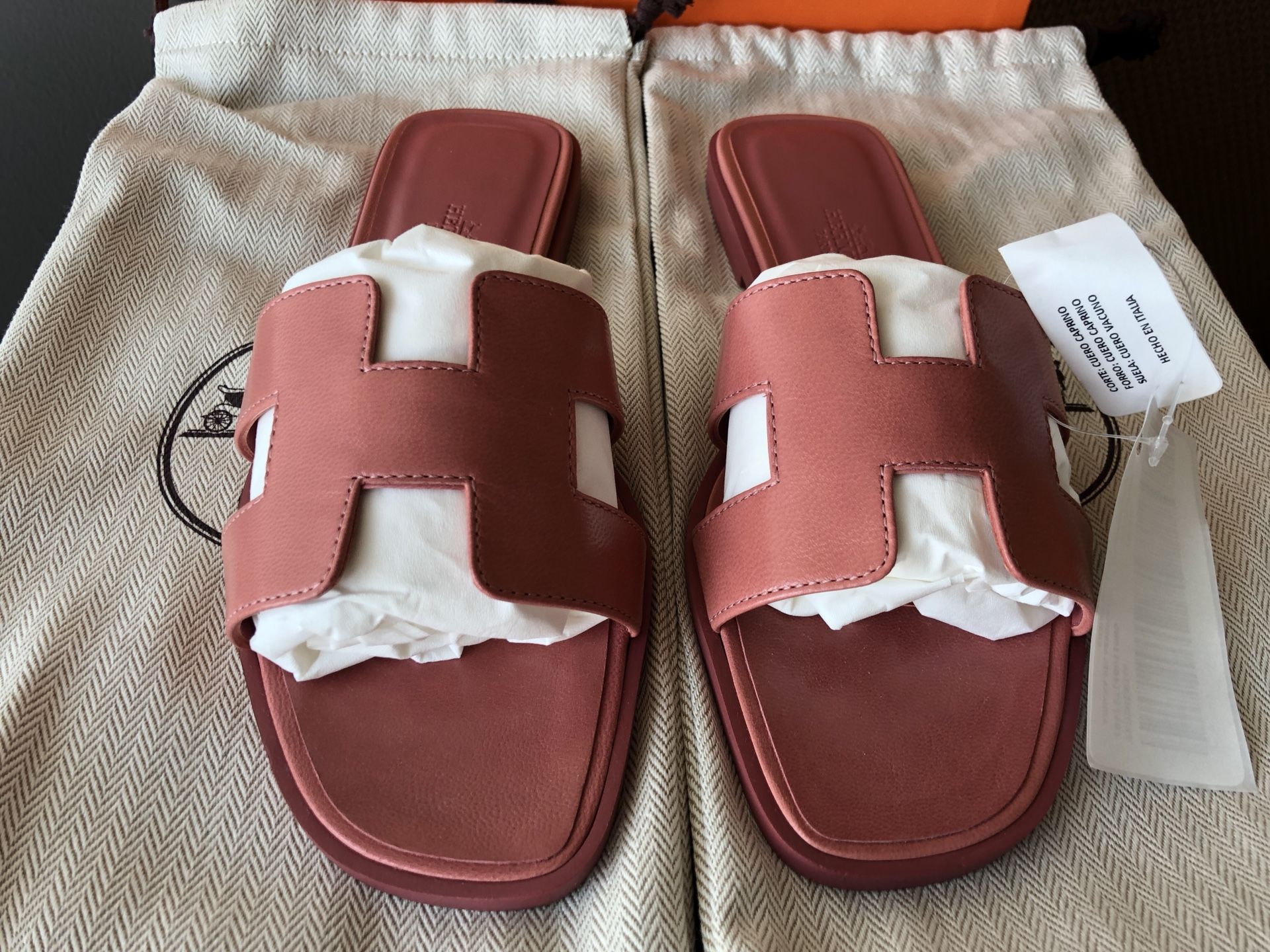 Hermès Oran Sandals - Rouge Blush, Size 37/6 (US) for Sale in US - OfferUp