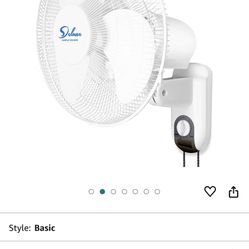 Simple Deluxe 16 Inch Digital Household Wall Mount Fans, Adjustable Tilt, 90 Degree, 3 Speed Settings, 1 Pack, White