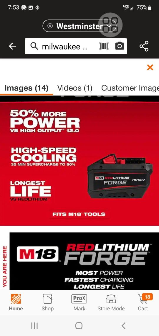 FORGE Milwaukee HD12.0 HD 12ah 12 Ah 12.0 Amp 12.0 High Output Heavy Duty 18 Volt 18v M18 Red Lithium Battery Pilas Bateria