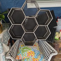 Floating Shelves Hexagon Shelf Shelves Wall Mounted Display Storage Metal Mesh