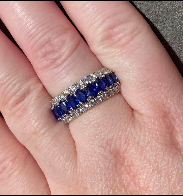 Sapphire Silver Band 925 Size 8