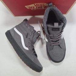 Vans Filmore Hi Vansguard Sneakers Sherpa Suede Pewter Black Women Size 7.5