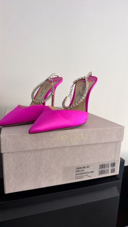 Jimmy Choo Saeda 100 Fuchsia Satin Heels
