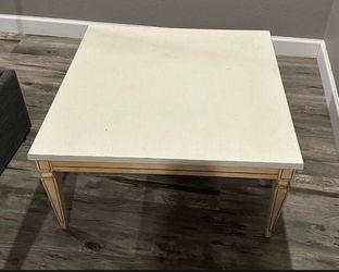 Square Cream Wood Coffee Table