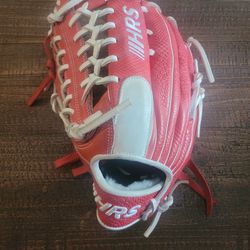 Custom Red & White Left Handed Throw Baseball Glove 