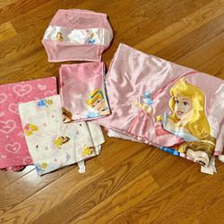 Disney Princess Toddler Kids Bed Bedding (fits Crib And Toddler Bed): Blanket, Fitted Sheet, Flat Sheet And Pillowcase In Mesh Bag $15 FIRM