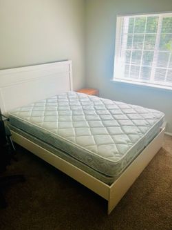 Queen bed frame & mattress