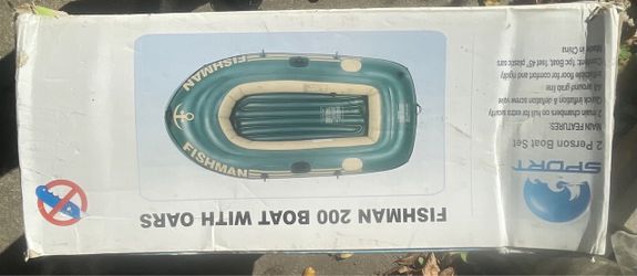 NEW Fishman 200 Inflatable Boat w/ Oars