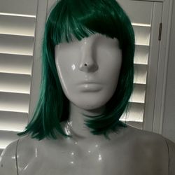New green wig hair cosplay costume festival rave short synthetic
