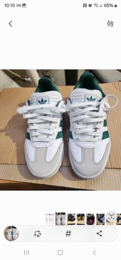 Adidas Samba Xlg White And Green Leather And Suede Sneakers Size 8 Men Excellent Condition Only W O RN  Twice