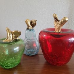 Crackle Glass Pear, Apples