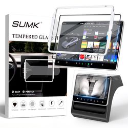SUMK For Tesla Model Y Juniper & Model 3 Highland Screen Protector Accessories [9H & Anti-Scratch] Front & Back Screen Protector For Model Y Premium (