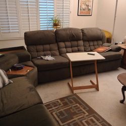 Sofa With 2 Recliners And A Fold Out Bed.  Includes 2 End Tables 