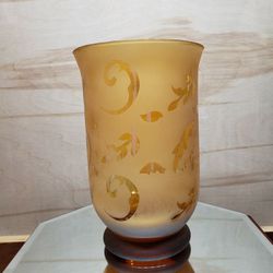 Pier1 Imports Amber Hurricane Pillar Glass Art  Candle Holder 