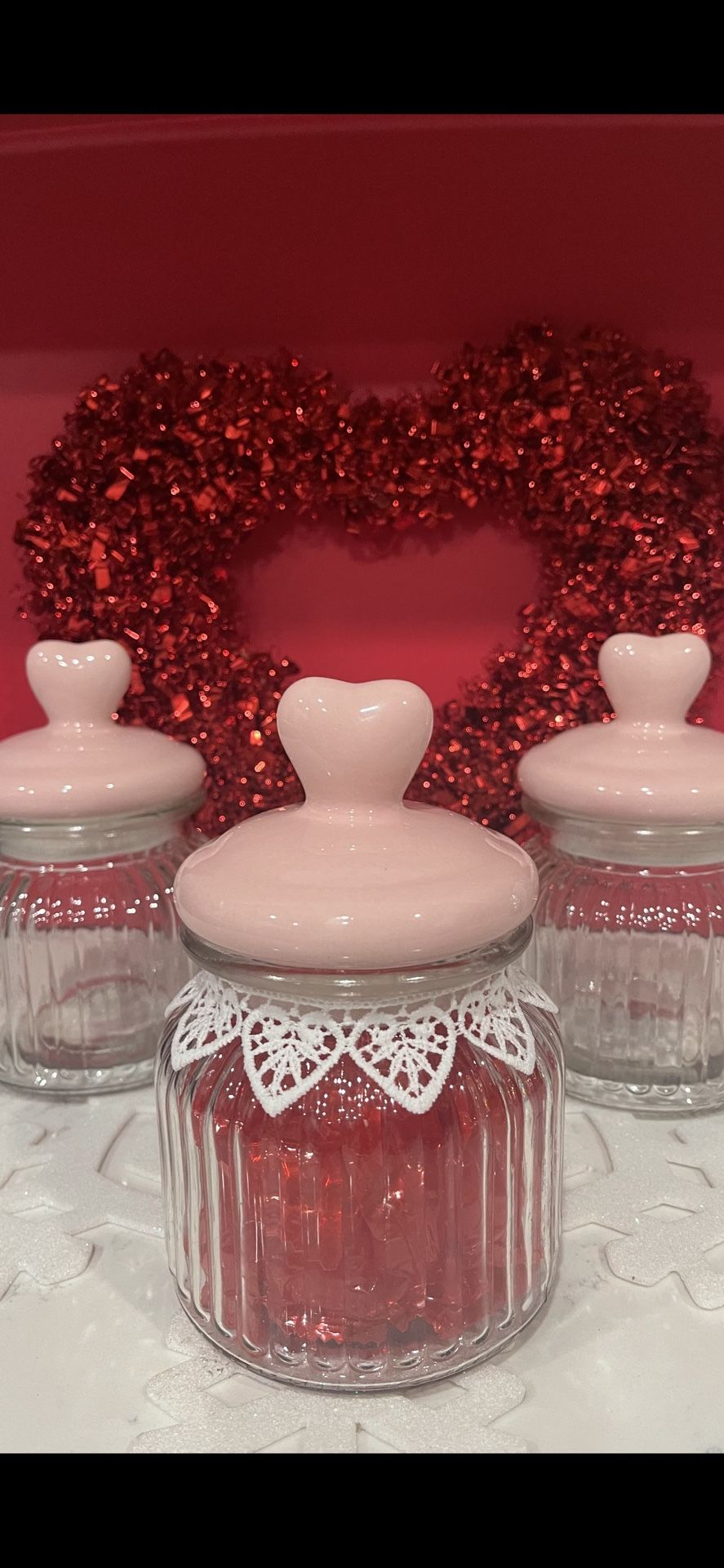 Valentine Glass Candy Jar