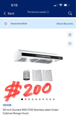 VEVOR 30 inch Ducted 900-CFM Stainless steel Under Cabinet Range Hood