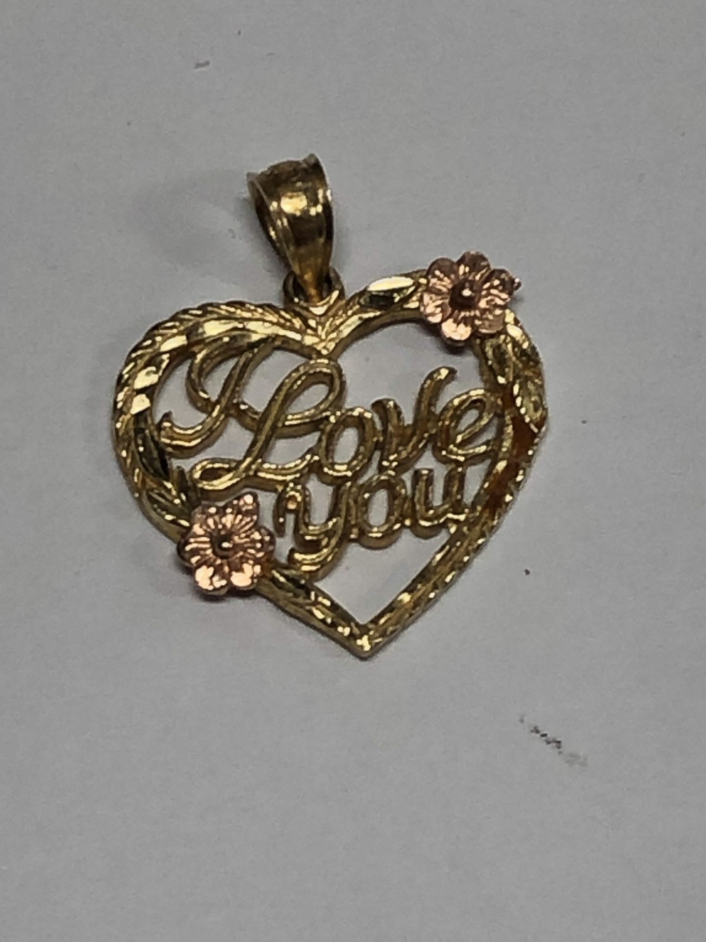 14k I Love You Heart Charm 1.5 Grams