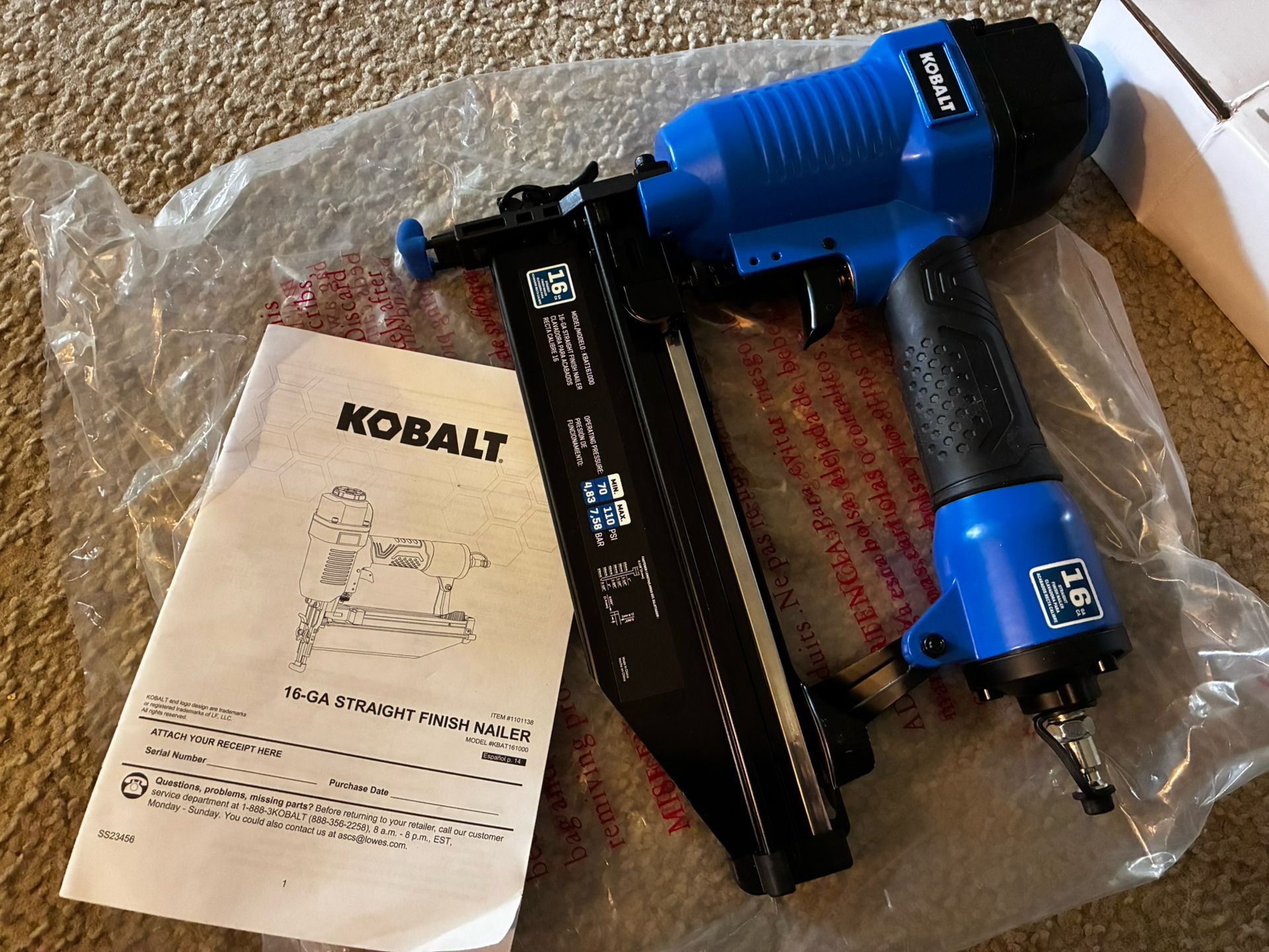 Kobalt 16 Ga. Finish Nailer