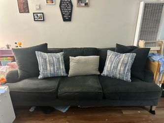 Dark Blue 3-Seat Upholstered Sofa