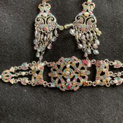 Beautiful Rainbow Colors Bracelet & Earrings 