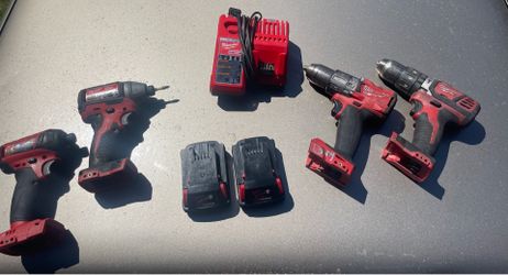 Milwaukee Drills + Batteries + Charger