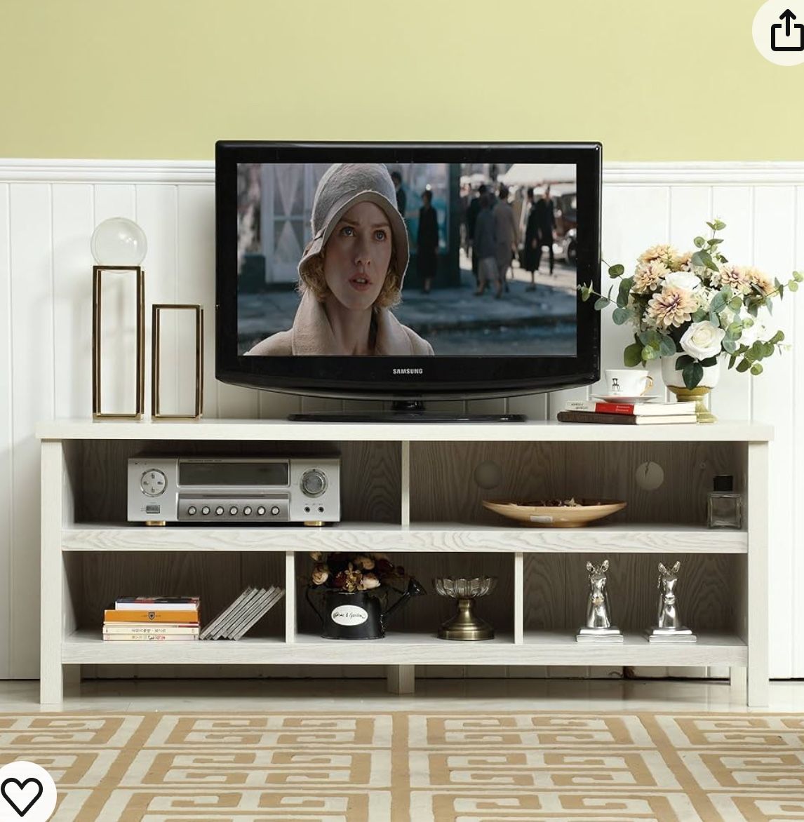 58 Inches Wide White Tv Stand / Media Unit 