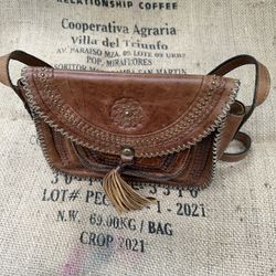 Patricia Nash Leather Crossbody Handbag With Tassel 