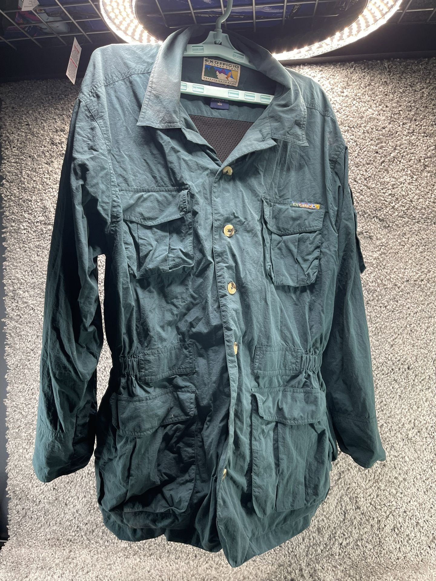 Men's Ex Officio Hunting Fishing Jacket Coat Green Color Large Excellent Outdoor