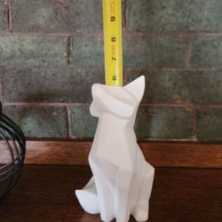 Small Geometric White Fox Art Object 