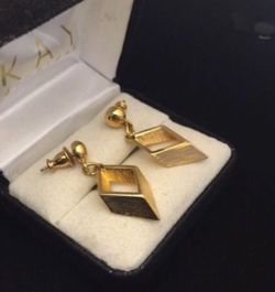 Unique Gold Tone Dangle Earrings
