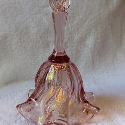 Vintage Fenton Dusty Rose Collection Paisley Ruffled Glass Bell Pink